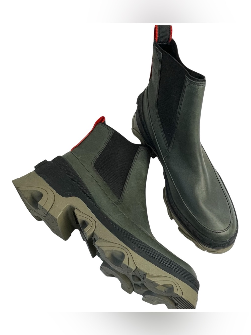 Sorel WMNS Brex Waterproof Platform Lug Sole Chelsea Boot Green/Black US 10/41